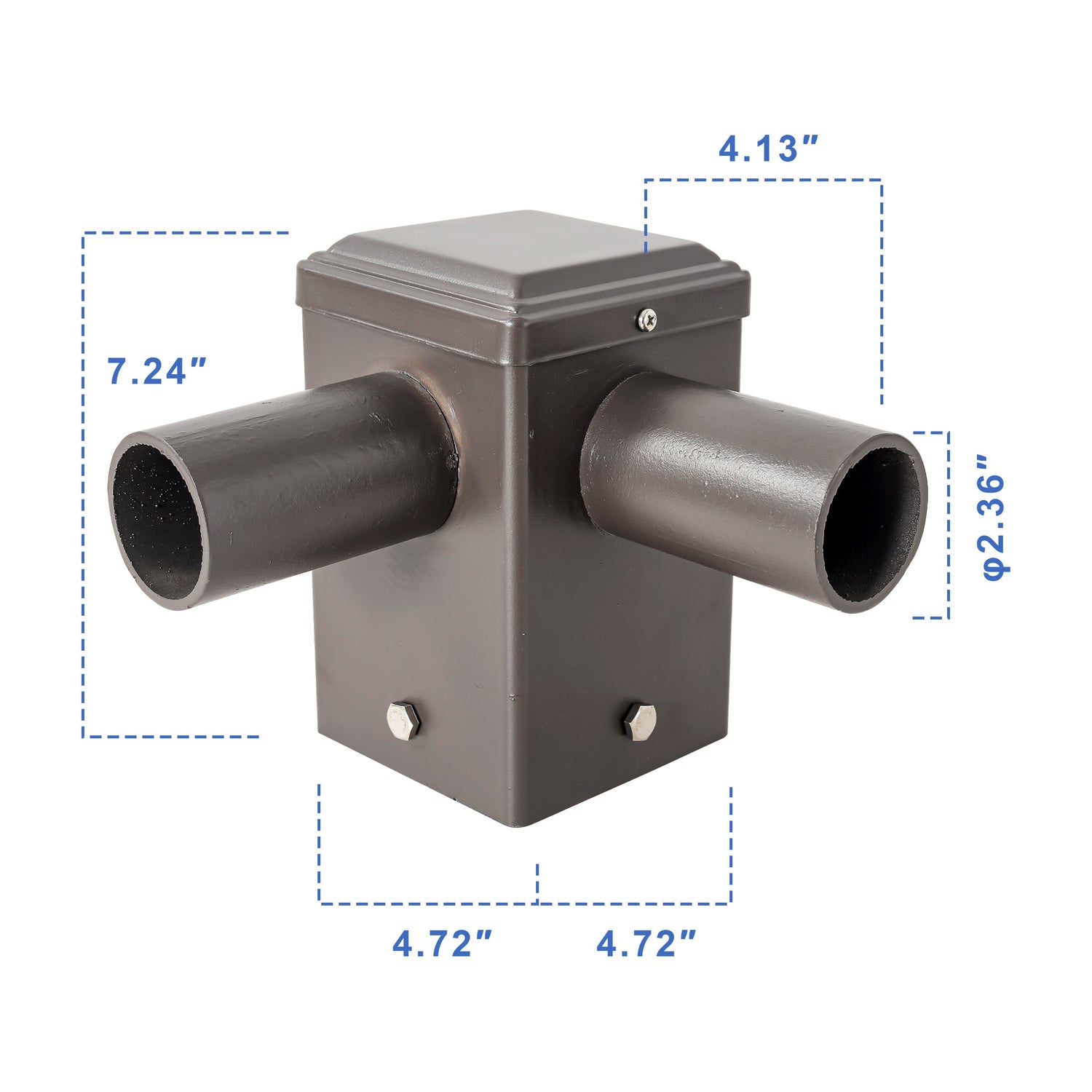 4in Square Pole Tenon Adapter 2 Horizontal 2-3/8in O.D. Tenon 90°