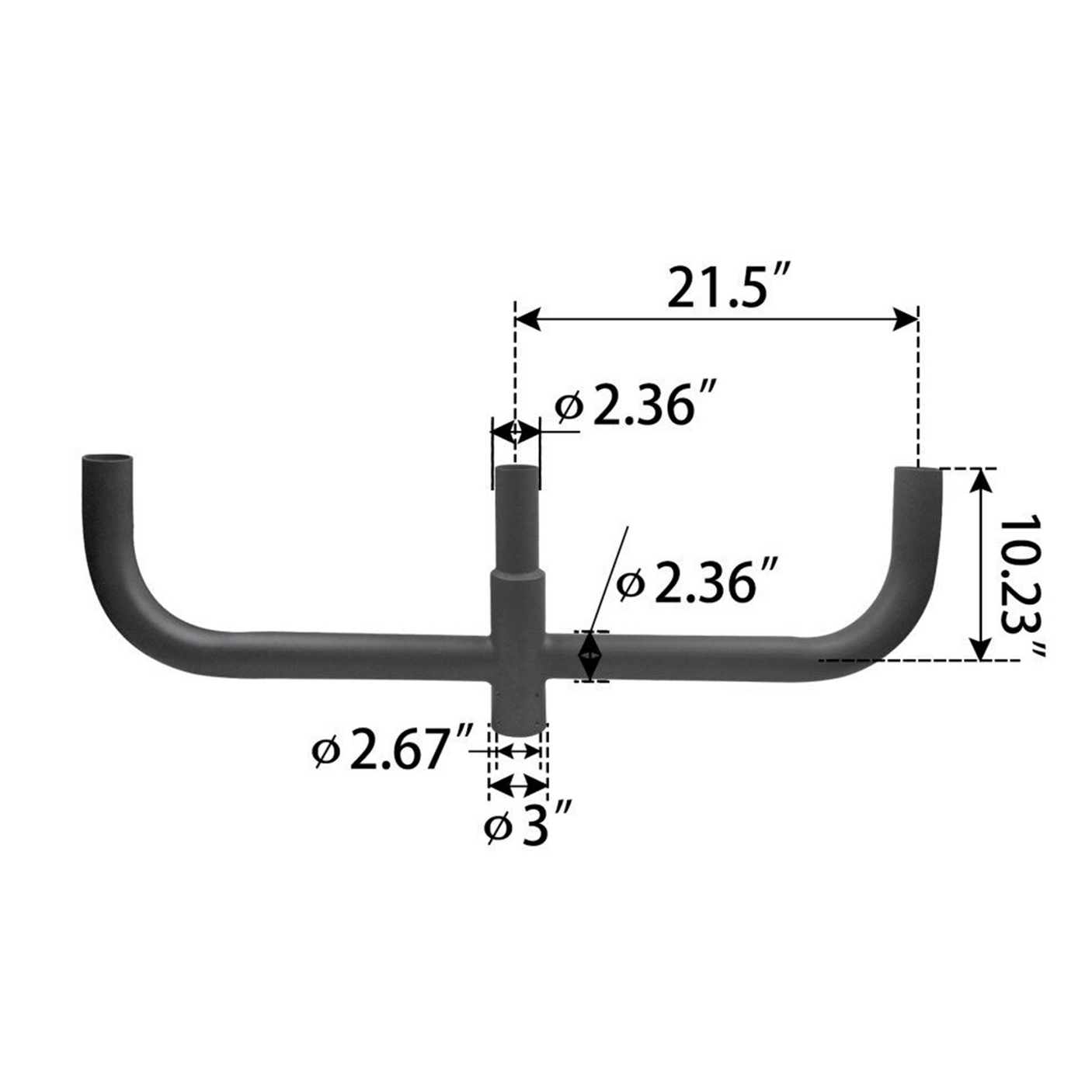 180 Degree Round Triple Bullhorn Tenon for 3 fixtures