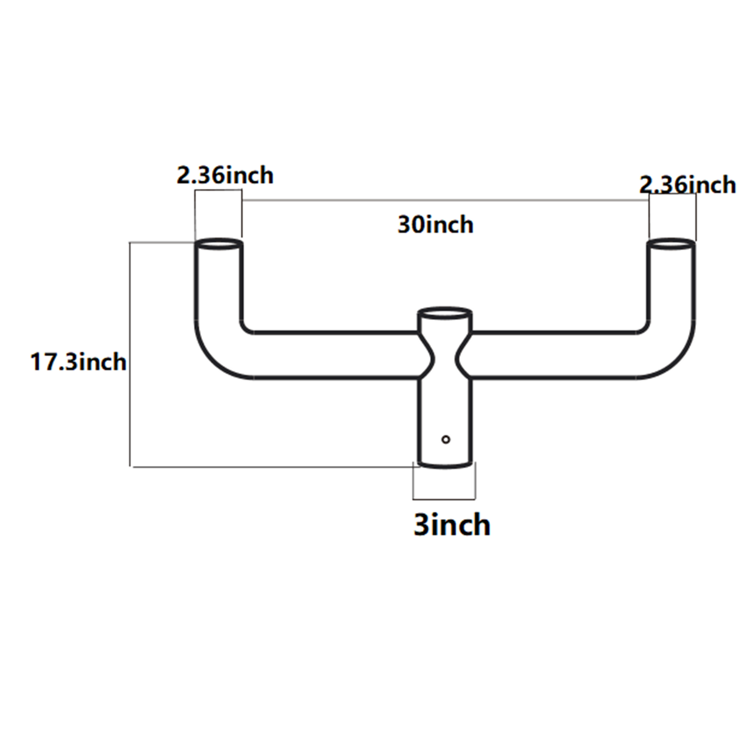 180 Degree Round Double Bullhorn Tenon for 2 fixtures